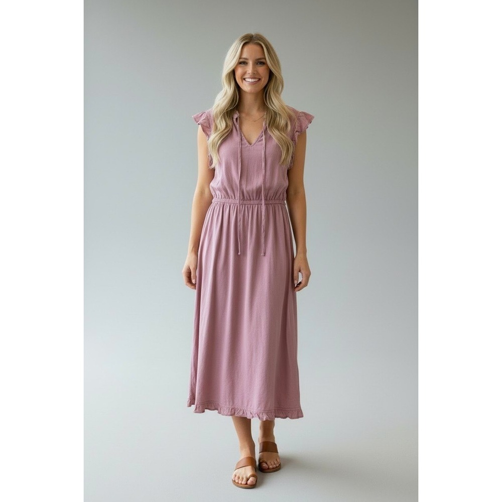 BELLA DAHL Anthropologie Midi Dress Women S Lavender Ruffle Cap Sleeve Boho 1251